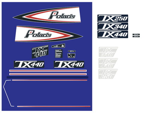 Polaris 1976 TX Snowmobile Decal Kit